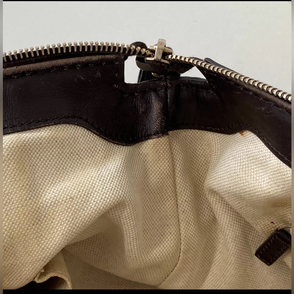 Authentic Gucci Tote Bag GG Canvas Beige Brown Leather. - Picture 11 of 17